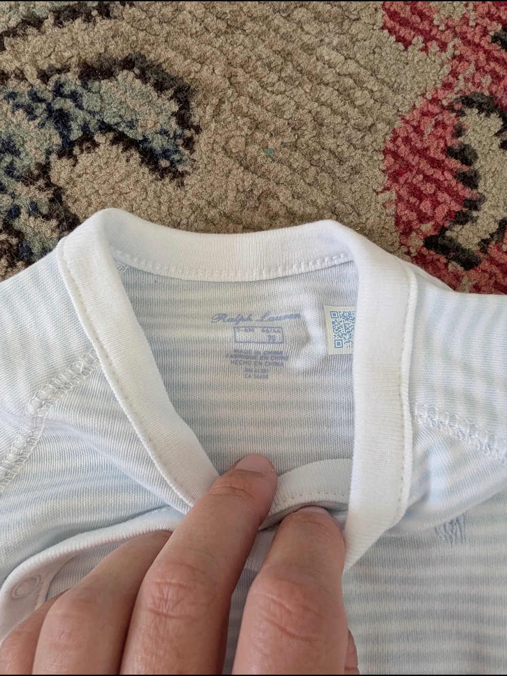 Ralph Lauren Light Blue & White Striped Footed Pajama Set